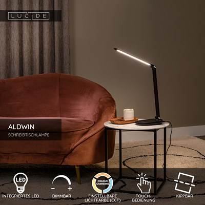 Lucide ALDWIN - Schreibtischlampe - LED Dim. - CCT - 1x8W 2800K/6500K - Schwarz